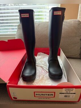 Hunter Black Tall Rain Boots